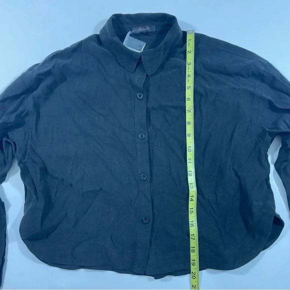 New Madewell Lusterweave Hartfield Crop Shirt Black Size XS - Picture 8 of 9